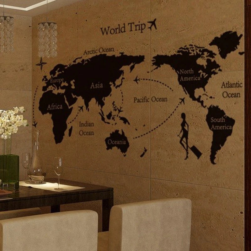 World Map Removable Wall Art Stickers Vinyl Sticker