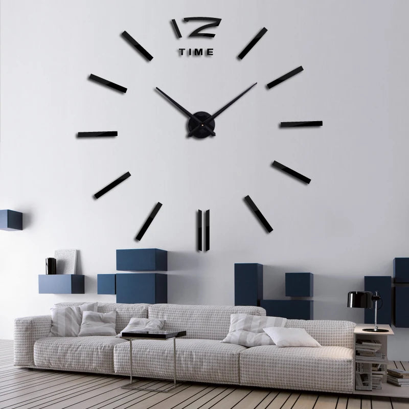 watch  3d clocks reloj de pared home decoration hot Metal wall Sticker