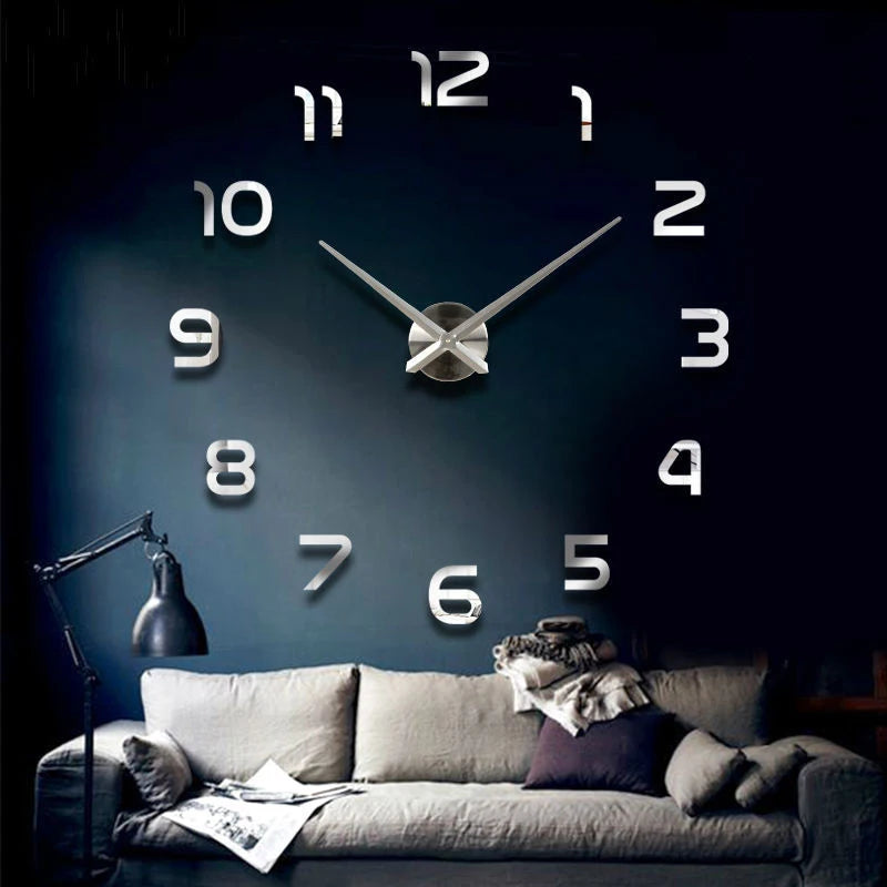 Fashion 3D big size wall clock mirror sticker DIY brief living room decor