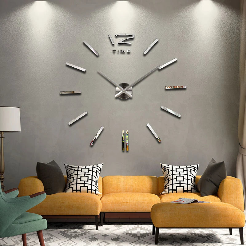 watch  3d clocks reloj de pared home decoration hot Metal wall Sticker