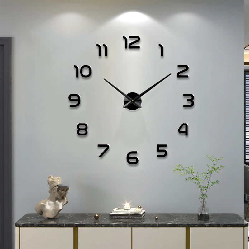 Fashion 3D big size wall clock mirror sticker DIY brief living room decor