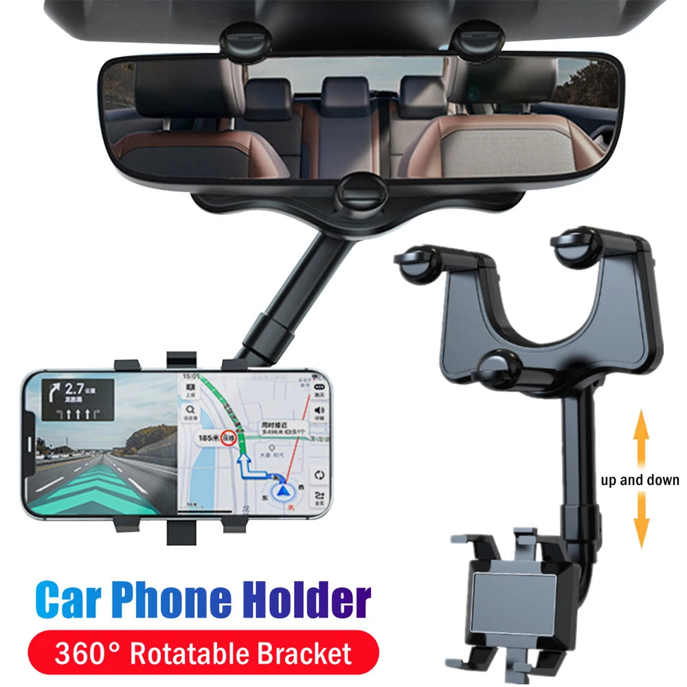 Stand Rearview Mirror GPS Navigation Auto Phone Holder