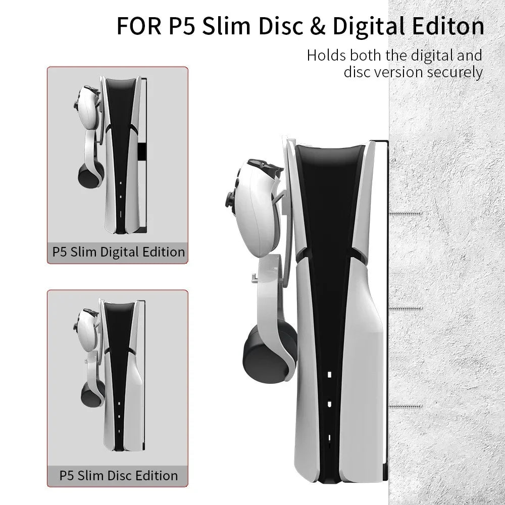 PS5 slim host clip hanging storage stand with headphone handle hook bracket